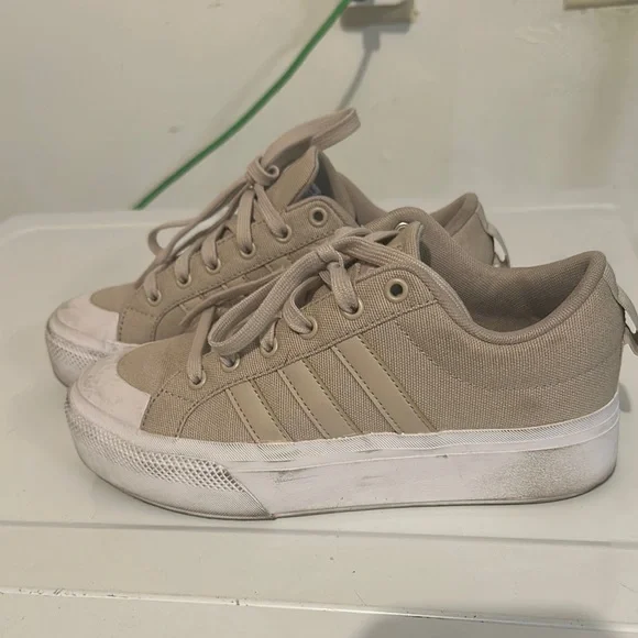 adidas Tan Sneakers with Suede Finish and White Rubber Sole